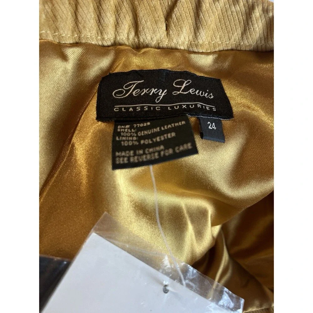 Terry Lewis Leather Skirt Women’s Plus 24 Corduroy Look Gold Boot Cut NWT Fall